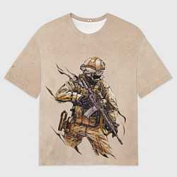 Мужская футболка оверсайз Военный