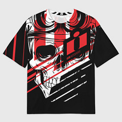 Футболка оверсайз мужская Череп Icon красный, цвет: 3D-принт