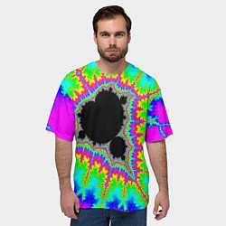 Футболка оверсайз мужская Фрактальная кислотная черная дыра - множество Манд, цвет: 3D-принт — фото 2