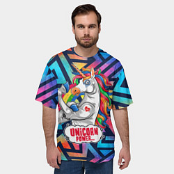 Футболка оверсайз мужская Unicorn Power Единорог, цвет: 3D-принт — фото 2