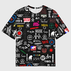 Мужская футболка оверсайз ЛОГОТИПЫ РОК ГРУПП