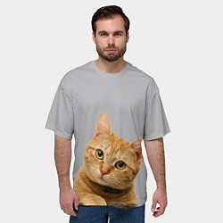 Футболка оверсайз мужская Рыжий котик, цвет: 3D-принт — фото 2