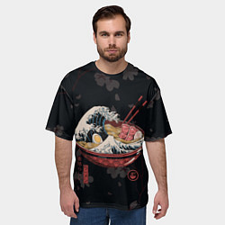 Футболка оверсайз мужская Сакура и рамен, цвет: 3D-принт — фото 2
