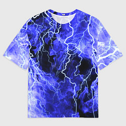 Футболка оверсайз мужская МОЛНИЯ BLUE, цвет: 3D-принт