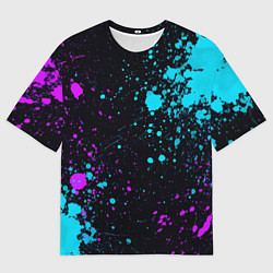 Футболка оверсайз мужская БРЫЗГИ КРАСКИ NEON, цвет: 3D-принт