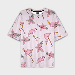 Мужская футболка оверсайз Розовый фламинго
