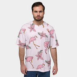 Футболка оверсайз мужская Розовый фламинго, цвет: 3D-принт — фото 2