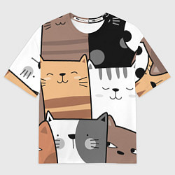 Футболка оверсайз мужская Котейки, цвет: 3D-принт