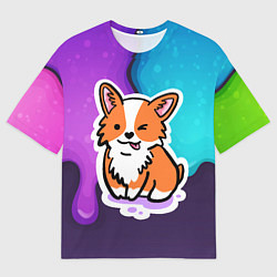 Мужская футболка оверсайз Милый корги