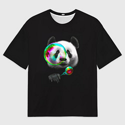 Футболка оверсайз мужская Панда и мыльный пузырь, цвет: 3D-принт