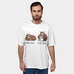 Футболка оверсайз мужская Ленивец Coffee, цвет: 3D-принт — фото 2