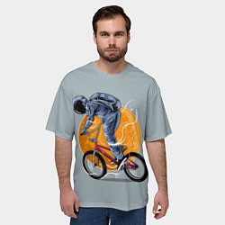 Футболка оверсайз мужская Космический велосипедист Z, цвет: 3D-принт — фото 2