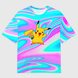 Футболка оверсайз мужская Пикачу, цвет: 3D-принт