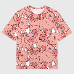 Мужская футболка оверсайз Свиньи