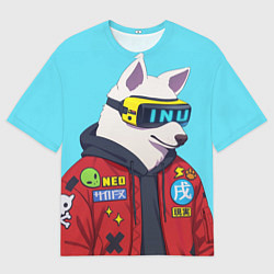 Мужская футболка оверсайз Кибер Пёс