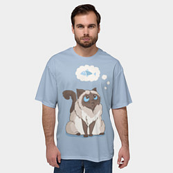 Футболка оверсайз мужская Голодный котейка, цвет: 3D-принт — фото 2