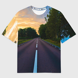Футболка оверсайз мужская Дорога, цвет: 3D-принт