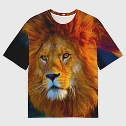 Мужская футболка оверсайз Лев 3D