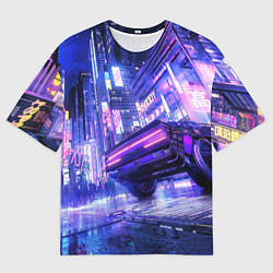 Мужская футболка оверсайз Cyberpunk city