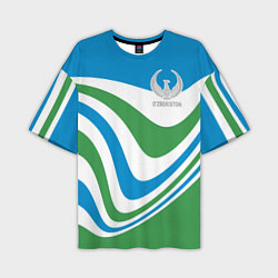Мужская футболка оверсайз Узбекистан - герб страны