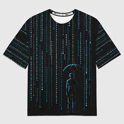 Мужская футболка оверсайз Двоичный дождь, матрица