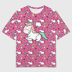 Футболка оверсайз мужская Единорог, цвет: 3D-принт