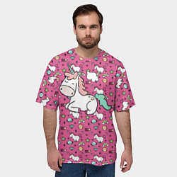 Футболка оверсайз мужская Единорог, цвет: 3D-принт — фото 2