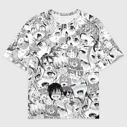 Мужская футболка оверсайз Ahegao monochrome