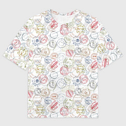 Футболка оверсайз мужская Штампы мира, цвет: 3D-принт