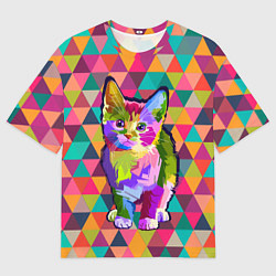 Футболка оверсайз мужская Котик, цвет: 3D-принт