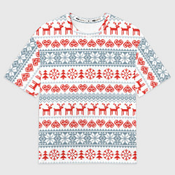 Мужская футболка оверсайз Новогодний пиксельный узор