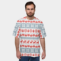 Футболка оверсайз мужская Новогодний пиксельный узор, цвет: 3D-принт — фото 2