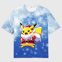 Мужская футболка оверсайз НОВОГОДНИЙ ПИКАЧУ