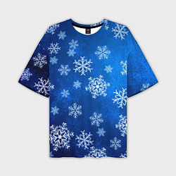 Мужская футболка оверсайз Новый Год Снежинки