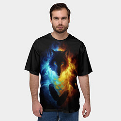 Футболка оверсайз мужская Волки в огне, цвет: 3D-принт — фото 2