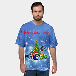 Футболка оверсайз мужская Among Us New Year, цвет: 3D-принт — фото 2
