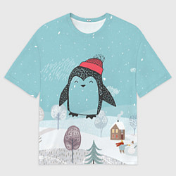 Мужская футболка оверсайз Милый пингвин