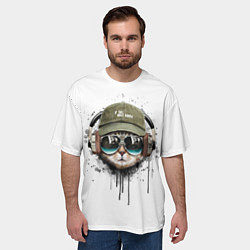 Футболка оверсайз мужская Крутой кот, цвет: 3D-принт — фото 2