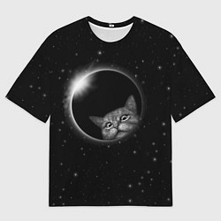 Мужская футболка оверсайз Кот в Космосе