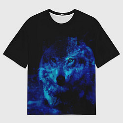 Мужская футболка оверсайз Волк Вселенная