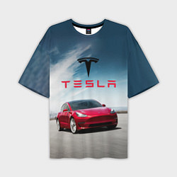 Футболка оверсайз мужская Tesla Model 3, цвет: 3D-принт