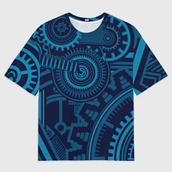 Мужская футболка оверсайз Steampunk Mechanic Blue