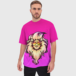 Футболка оверсайз мужская Модный лев в очках, цвет: 3D-принт — фото 2