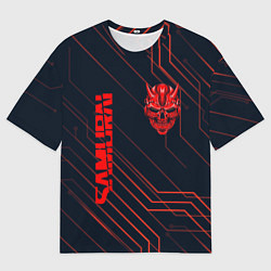 Мужская футболка оверсайз CYBERPUNK 2077 samurai