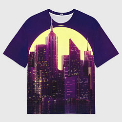 Мужская футболка оверсайз Неоновый город