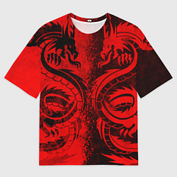 Мужская футболка оверсайз BLACK RED DRAGONS TATOO