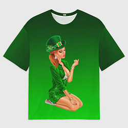 Футболка оверсайз мужская Девушка лепрекон в зеленом, цвет: 3D-принт