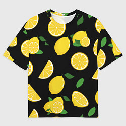 Мужская футболка оверсайз Лимоны на чёрном