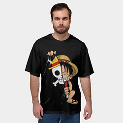 Футболка оверсайз мужская ONE PIECE ЛУФФИ ЧЕРЕП СИМВОЛ, цвет: 3D-принт — фото 2