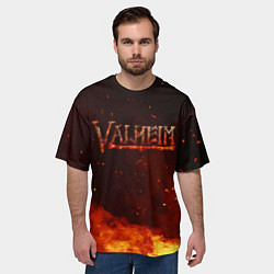 Футболка оверсайз мужская Valheim огненный лого, цвет: 3D-принт — фото 2